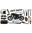 motorcycle repair set tools for cafe racer vector image vector image