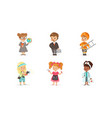 cute kids various professions set teacher vector image