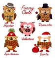 funny owls set for your design vector image