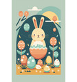 rabbit easter happy easter easter bunnies and egg vector image vector image