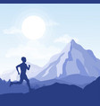 running man in wild nature vector image
