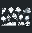 smoke and cloud explosions in comic style set vector image