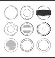 collection of black round stamp grunge ink rubber vector image