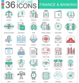 finance and banking modern color flat line vector image