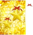 christmas gold background with bow stars vector image vector image