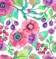 seamless natural background with pink flowers vector image