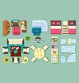 flat interior top view pieces of furniture design vector image
