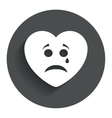 sad heart face with tear icon crying symbol vector image