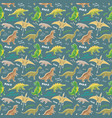 dino seamless pattern cute cartoon hand drawn vector image vector image