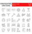 firefighter thin line icon set fireman symbols vector image
