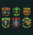 halloween vintage colorful labels vector image