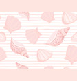 decorative pink seashells stripe seamless pattern vector image vector image