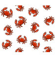 seamless crab cartoon style pattern on white vector image