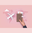 traveling on airplane planning a summer vacation vector image vector image