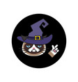 grumpy cat in witch costume sticker halloween vector image vector image
