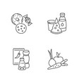 supermarket food pixel perfect linear icons set vector image vector image