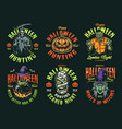 happy halloween vintage colorful emblems vector image