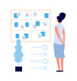 task board manager woman looking at planning vector image