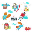 cute little superhero animals isolated vector image