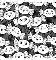 seamless halloween kawaii cartoon pattern vector image vector image