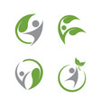 human and leaf wellness logo icon design template vector image