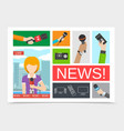 flat news colorful composition vector image