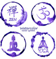 watercolor set of yoga and buddhism icons vector image vector image