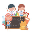 boy and girls kid school design vector image