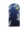 bunch of tree with night sky from window frame vector image
