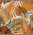 exotic seamless pattern line art palm leaves vector image vector image