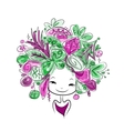 Woman portrait with hairstyle for christmas Vector Image