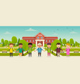 back to school cute kids stand in front vector image