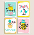 cute set of 4 bright summer cards vector image vector image