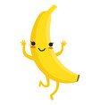 kawaii banana mascot cute running fruit character vector image