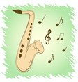 stylish saxophone on green background vector image
