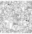 black and white seamless pattern with halloween vector image