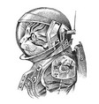 cat dressed up in astronaut spaceman or cosmonaut vector image
