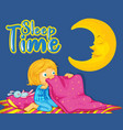 font design for word sleep time with girl vector image vector image