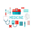 first aid kit equipment background vector image