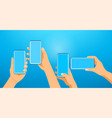 hands with modern smartphones communication vector image