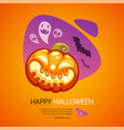 happy halloween greeting card with pumpkin vector image