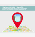 point on the map with waterfall vector image