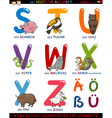 Cartoon colorful alphabet with animals Royalty Free Vector