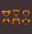 ui game frames gold round square and hexagon vector image