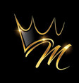 gold monogram crown logo initial letter m vector image vector image