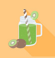 kiwi smoothie in mason jar flat design vector image vector image