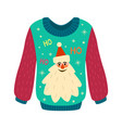 christmas sweater with ugly print woolen jumper vector image vector image