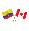 ecuador and canada crossed flags vector image vector image