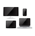 set realistic monitors laptop tablet and phone vector image