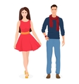 beautiful young couple together cartoon students vector image vector image